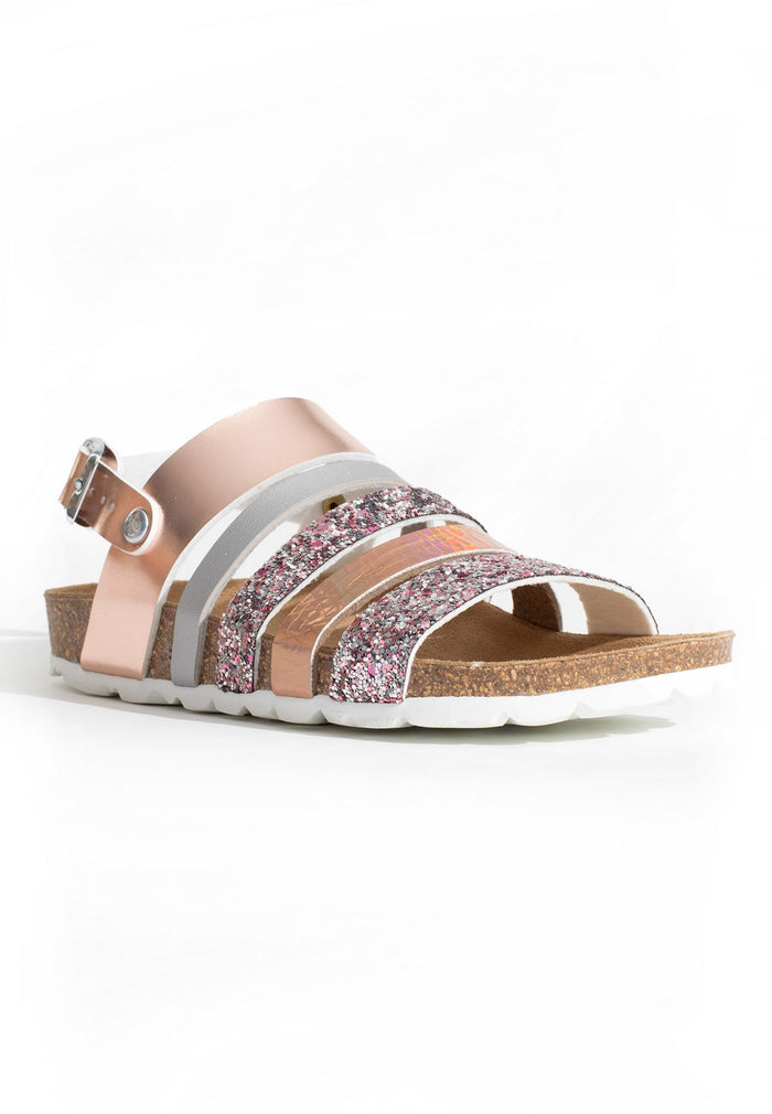 Bayton Sandales Multi-Brides Joy Argent Et Rose Gold Et Paillettes Bayton Enfant
