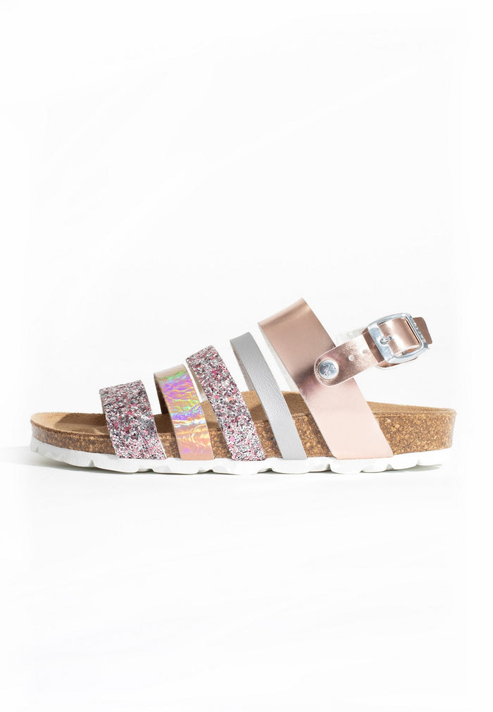 Bayton Sandales Multi-Brides Joy Argent Et Rose Gold Et Paillettes Bayton Enfant