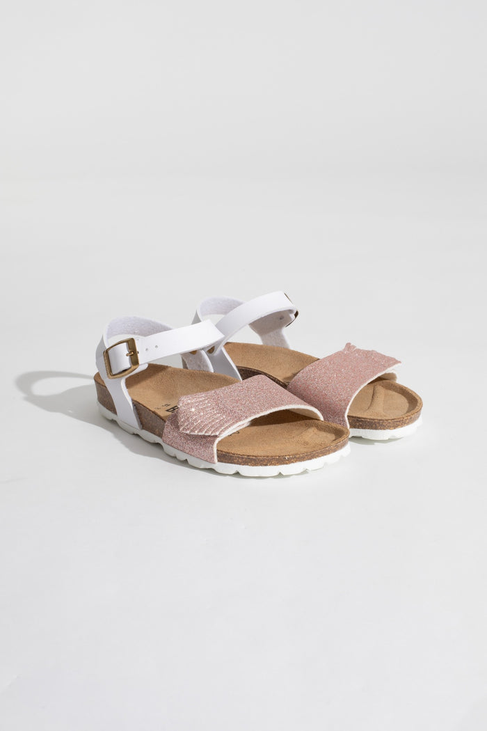 Bayton Sandales Multi-Brides Lucie Blanc Et Rose Gold Pailletées Bayton Enfant