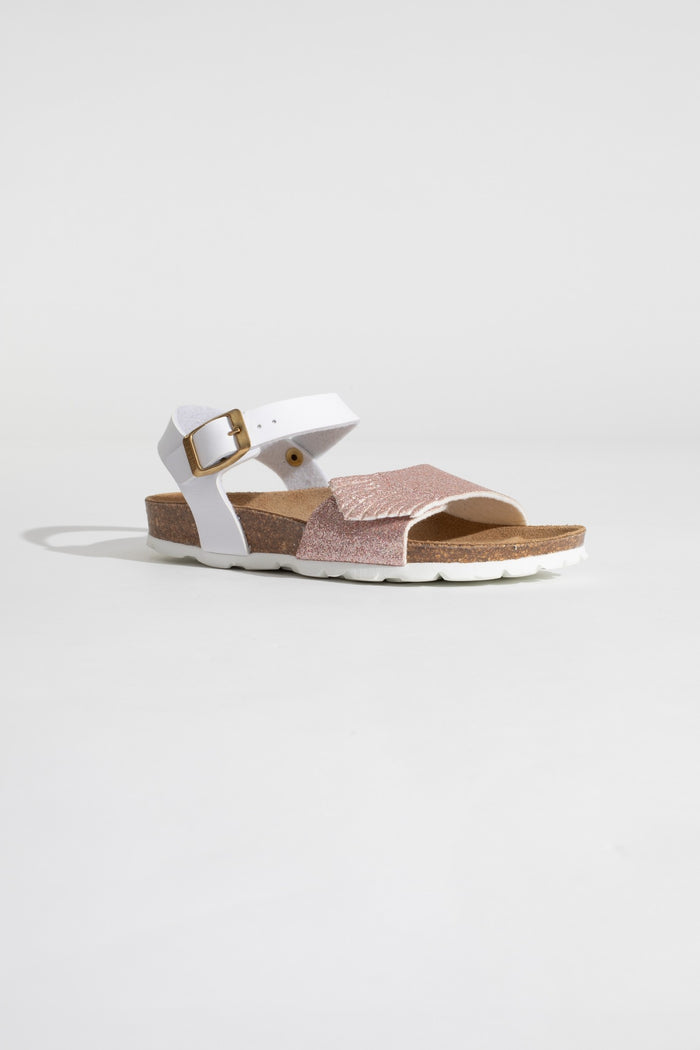 Bayton Sandales Multi-Brides Lucie Blanc Et Rose Gold Pailletées Bayton Enfant