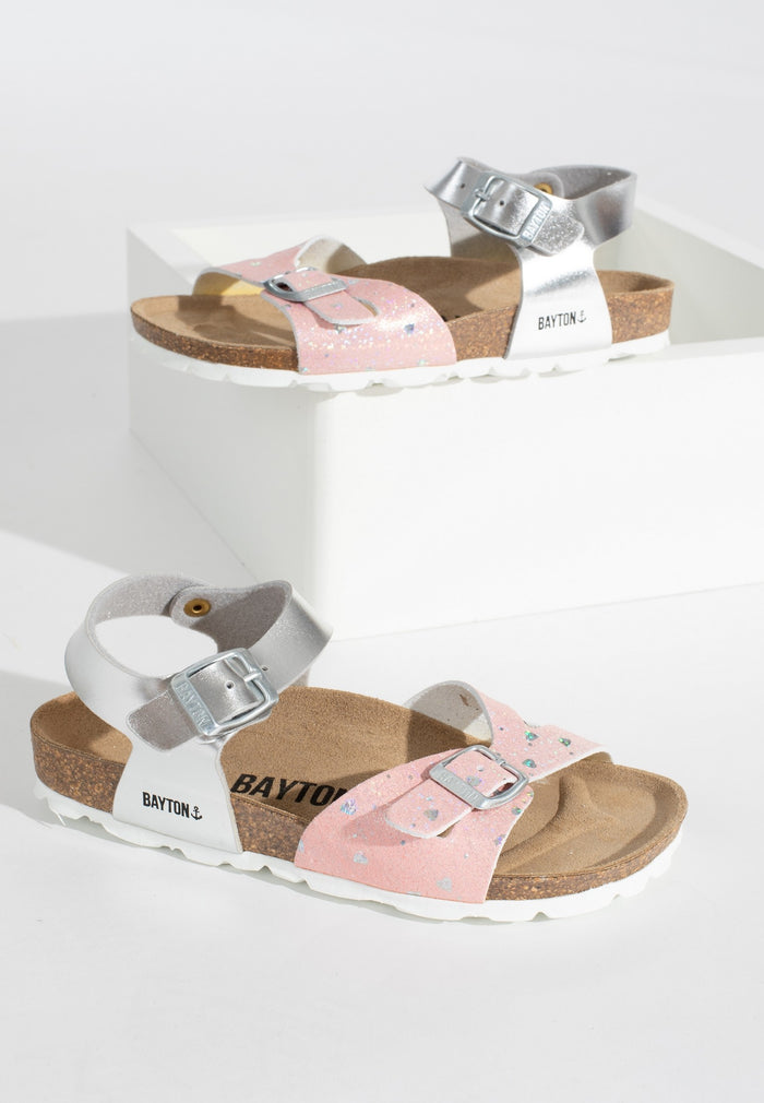 bayton Sandales Multi-Brides Pegase Rose Et Argentées Bayton enfant