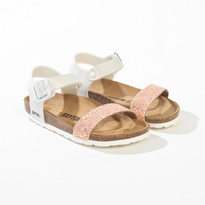 bayton Sandales Multi-Brides Tyche Saumon Et Blanc Bayton enfant