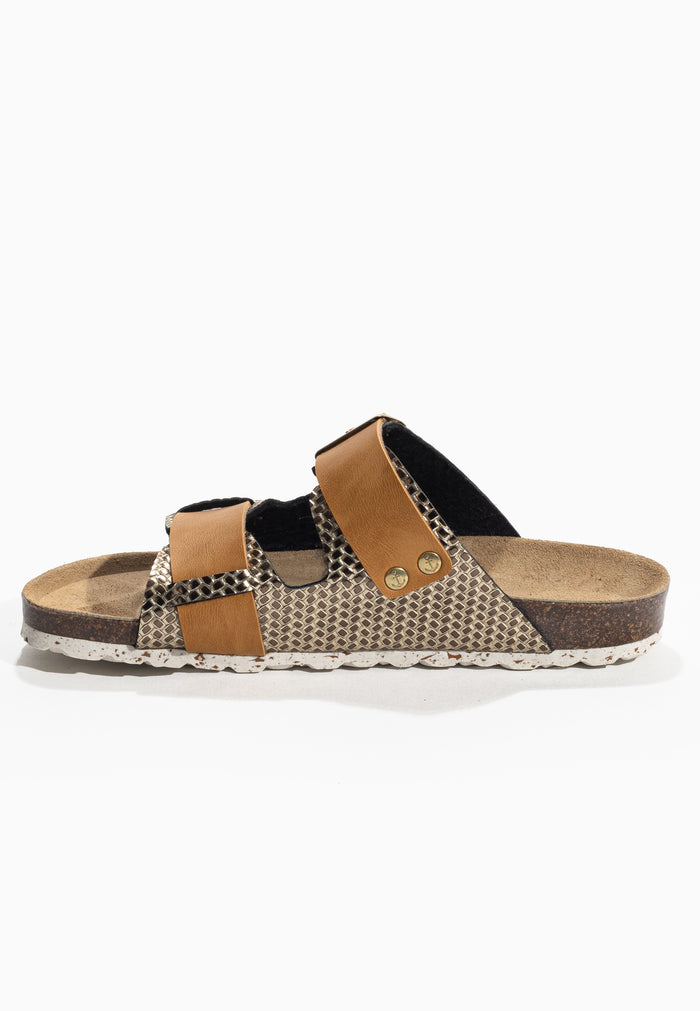 Bayton Sandales Narnia Camel Et Dorées 2 Brides Bayton Femme