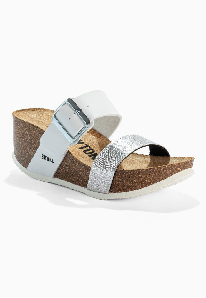 Bayton Sandales Newcastle Blanc Et Argentées Compensées Et Semi-compensées Bayton Femme