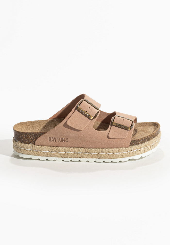 Bayton Sandales Olympe Pêche à Plateforme En Cuir Suédé Bayton Femme