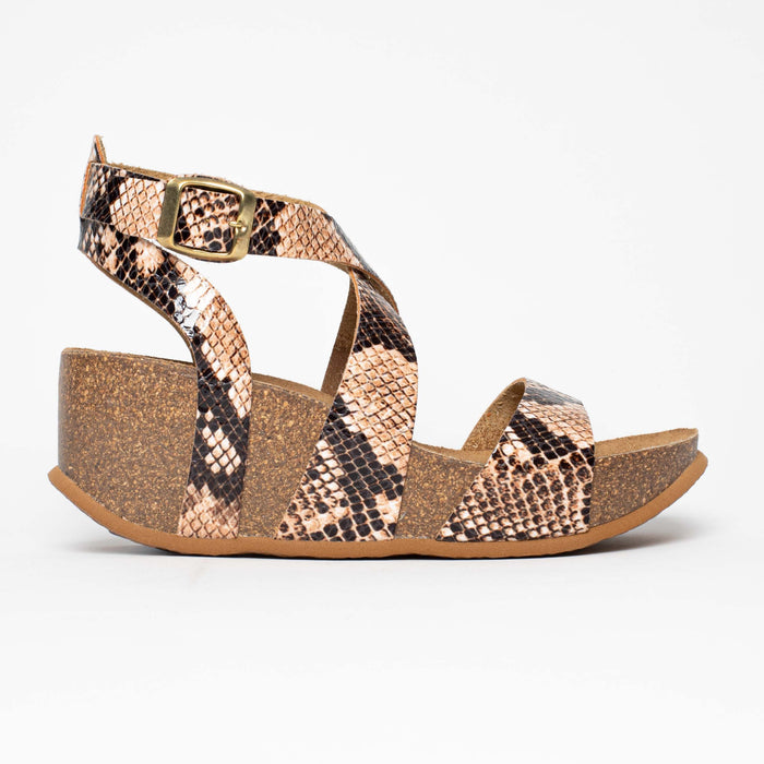 Bayton Sandales Pampelune Beige Et Python Compensées Et Semi-compensées Bayton Femme