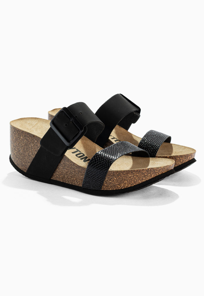 bayton Sandales Persee Noir Compensées et Semi-compensées Bayton femme