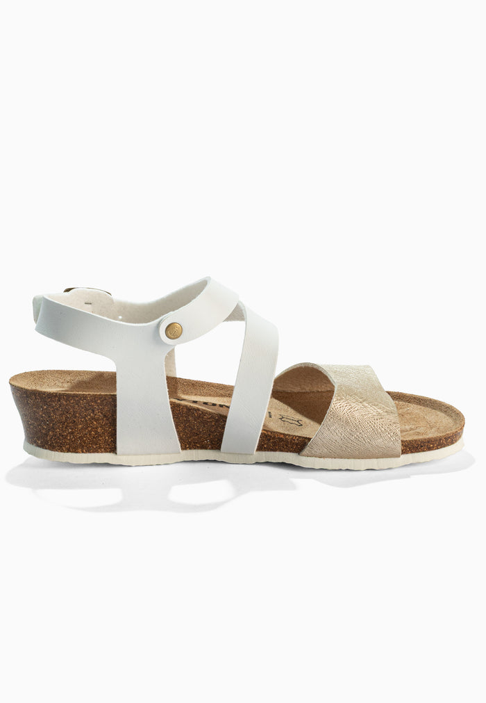 Bayton Sandales Reus Blanc Et Dorées Compensées Et Semi-compensées Bayton Femme