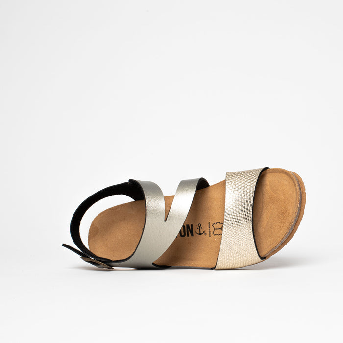 Bayton Sandales Reus Mocha Et Platinum Compensées Et Semi-compensées Bayton Femme