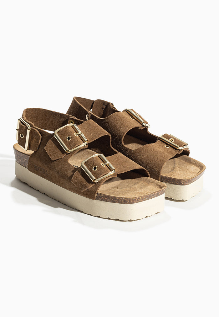 Bayton Sandales Rosa Camel à Plateforme En Cuir Suédé Bayton Femme