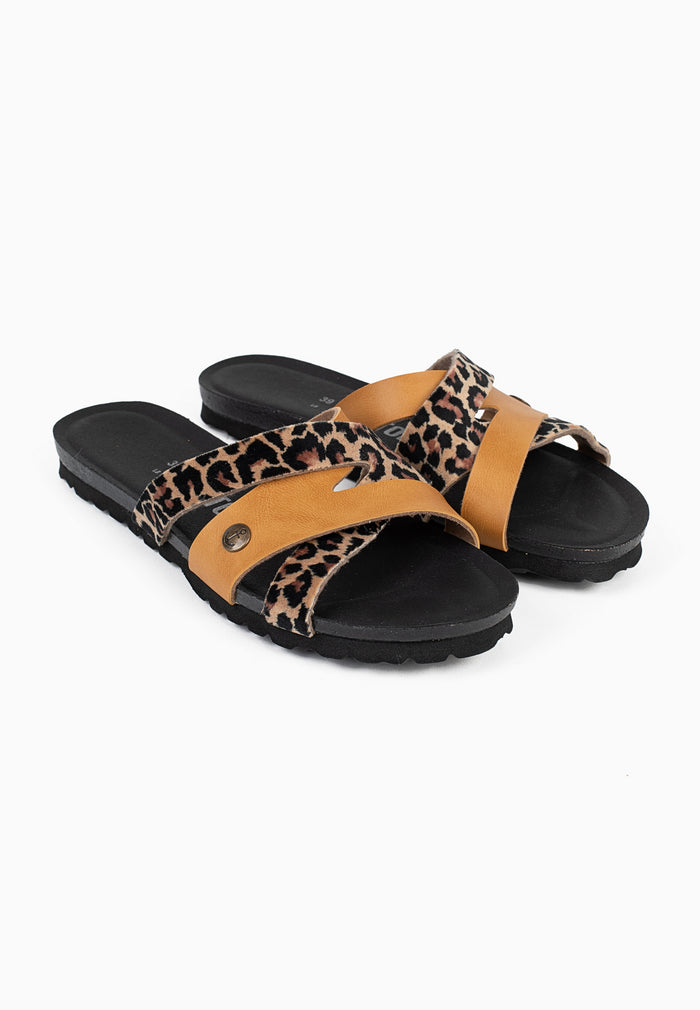 Bayton Sandales Samoa Leopard Et Camel Multi-Brides Bayton Femme