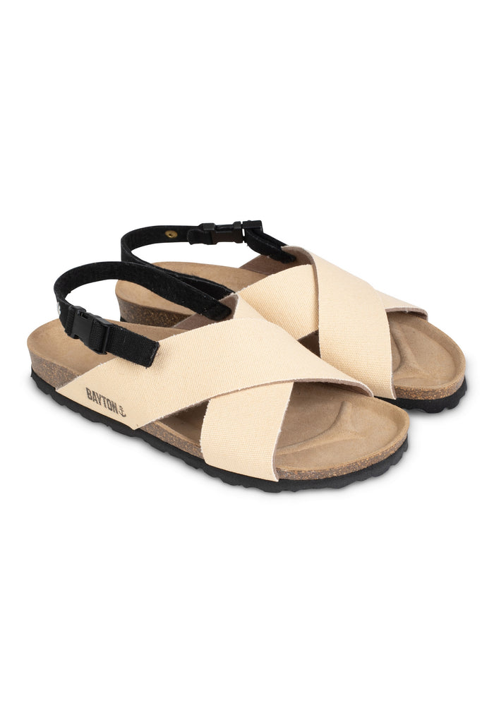 Bayton Sandales Sanary Beige Et Noir Multi-Brides Bayton Femme