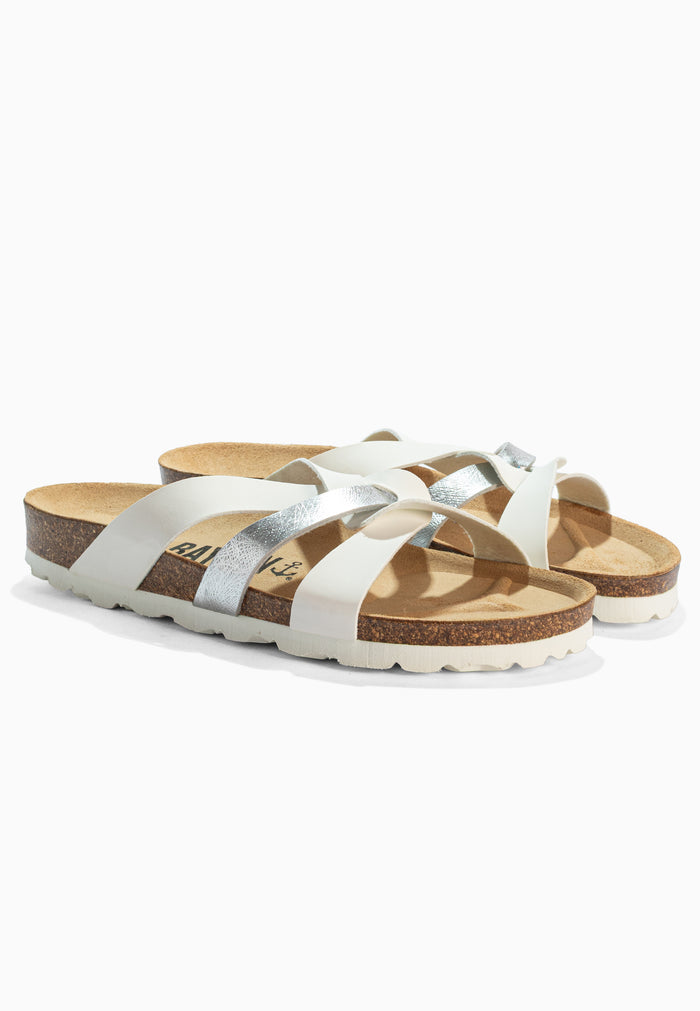 Bayton Sandales Santander Blanc Et Argent Multi-Brides Bayton Femme