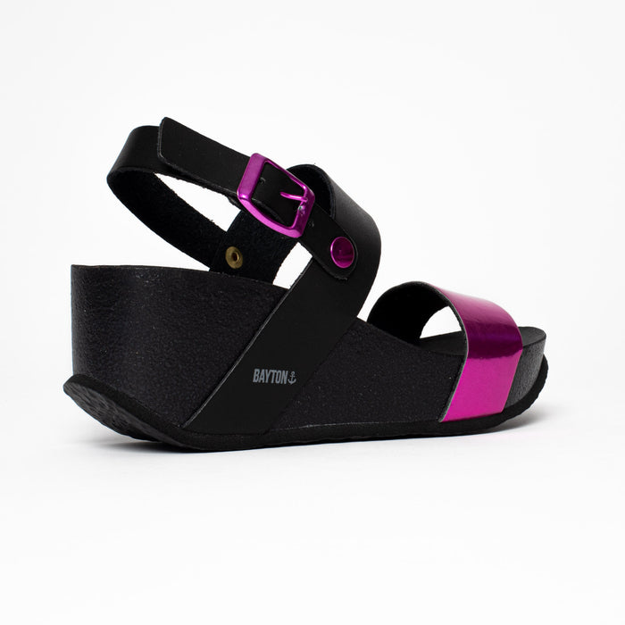 Bayton Sandales Selene Fuschia Et Noir Compensées Et Semi-compensées Bayton Femme