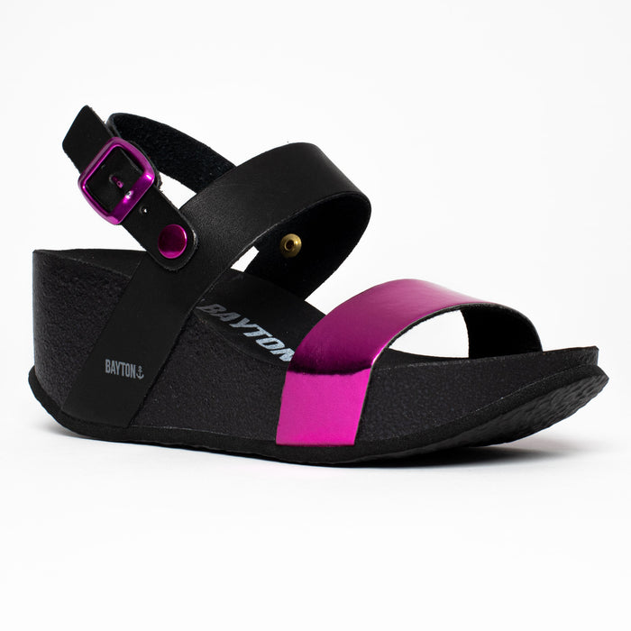 bayton Sandales Selene Fuschia Et Noir Compensées et Semi-compensées Bayton femme