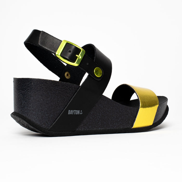 Bayton Sandales Selene Jaune Et Noir Compensées Et Semi-compensées Bayton Femme