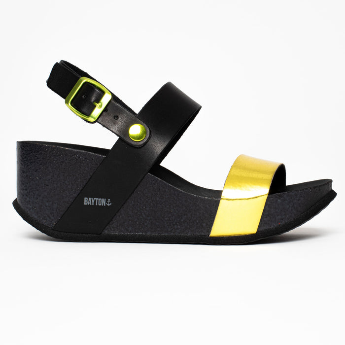 Bayton Sandales Selene Jaune Et Noir Compensées Et Semi-compensées Bayton Femme
