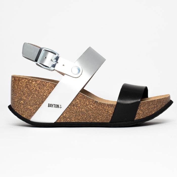 Bayton Sandales Selene Noir Et Argentées Compensées Et Semi-compensées Bayton Femme