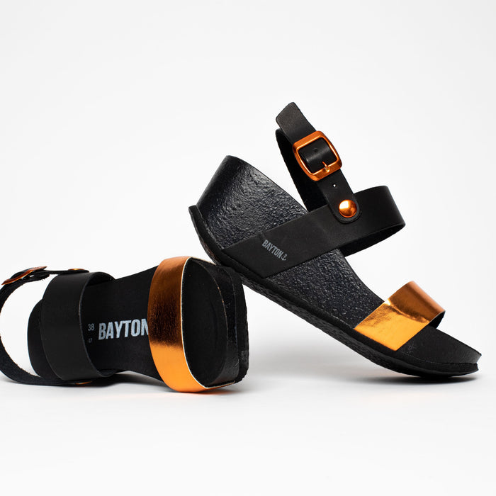 Bayton Sandales Selene Orange Et Noir Compensées Et Semi-compensées Bayton Femme