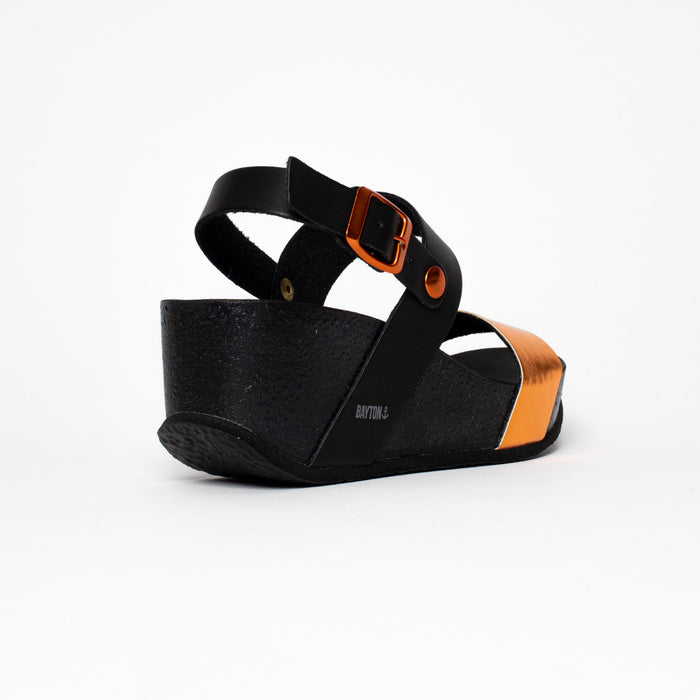 Bayton Sandales Selene Orange Et Noir Compensées Et Semi-compensées Bayton Femme