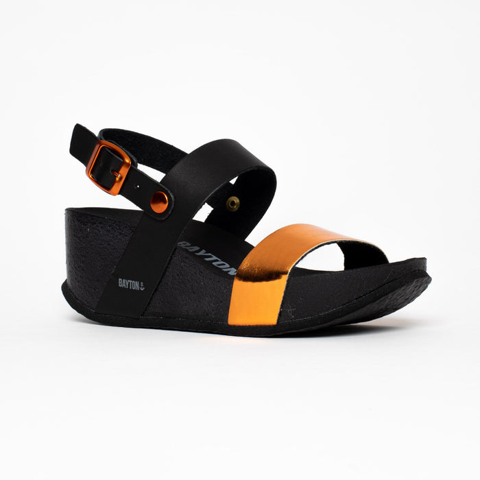 bayton Sandales Selene Orange Et Noir Compensées et Semi-compensées Bayton femme