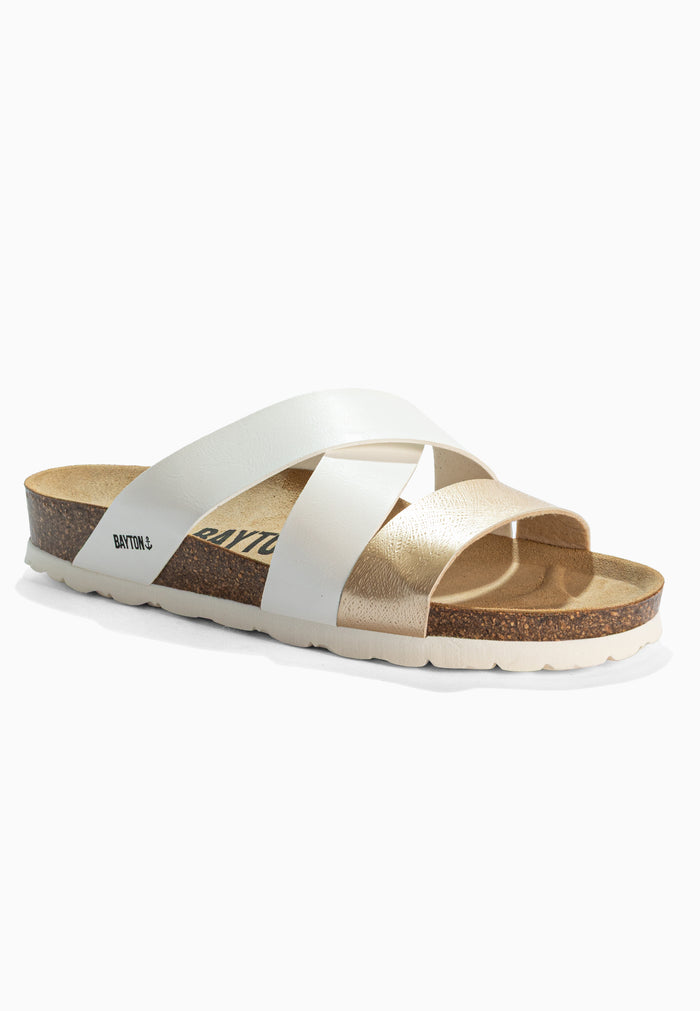 Bayton Sandales Seville Blanc Et Dorées Multi-Brides Bayton Femme