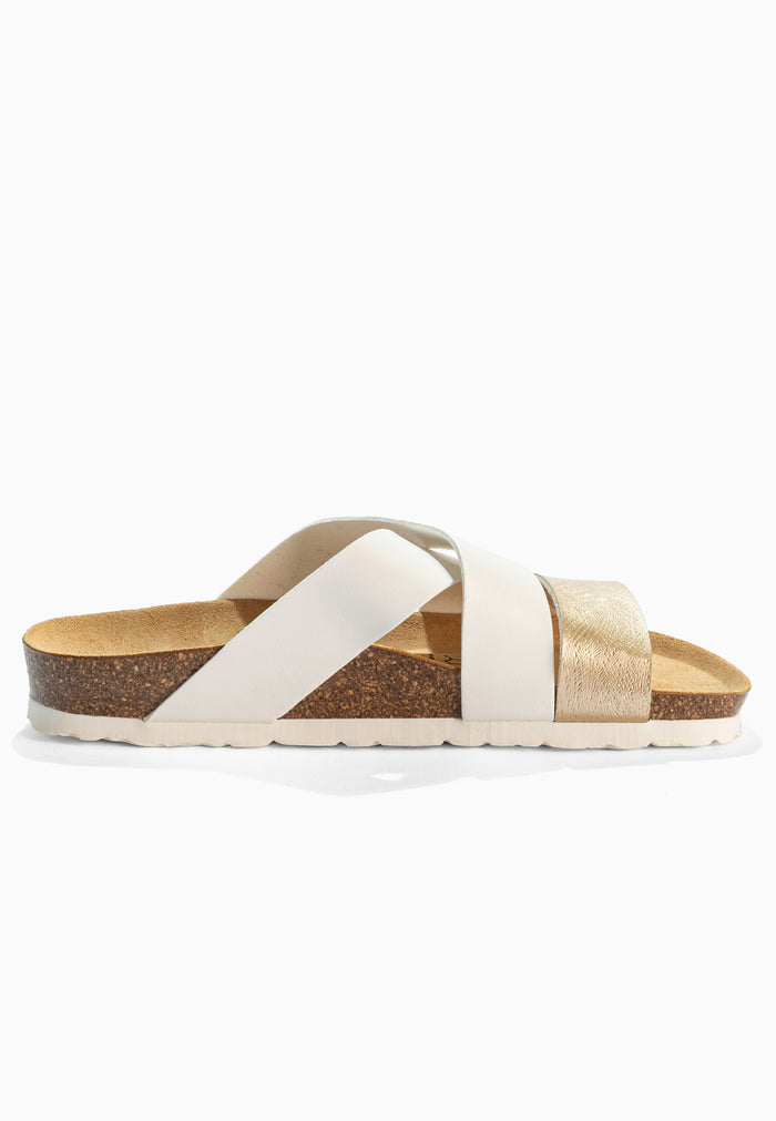 Bayton Sandales Seville Blanc Et Dorées Multi-Brides Bayton Femme