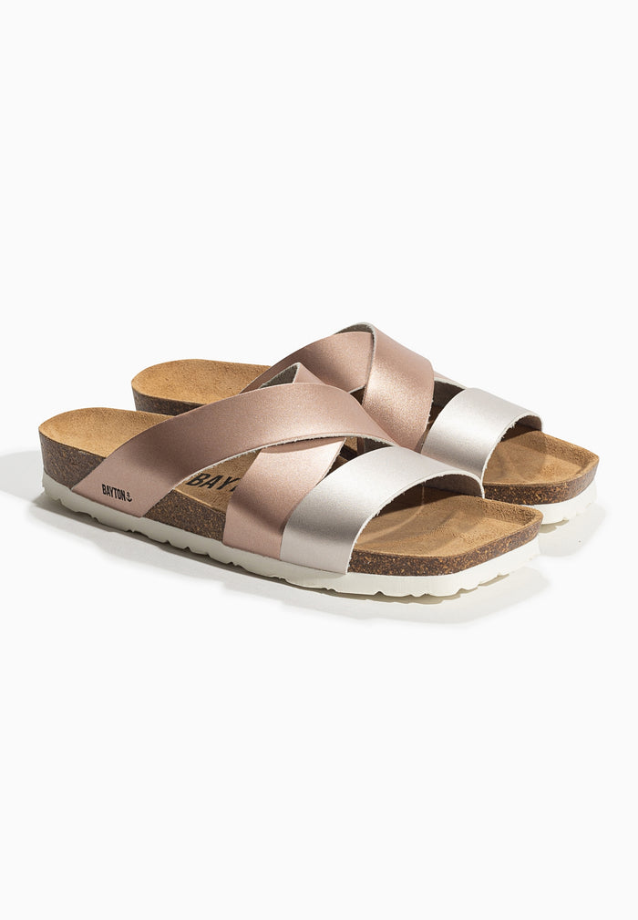 Bayton Sandales Seville Rose Gold Et Argent Multi-Brides Bayton Femme