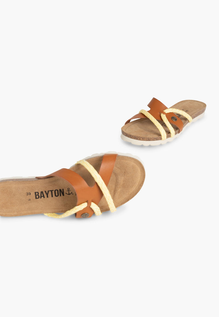 Bayton Sandales Slimen Caramel Et Dorées Multi-Brides Bayton Femme