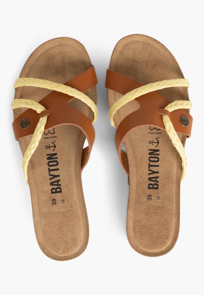 Bayton Sandales Slimen Caramel Et Dorées Multi-Brides Bayton Femme