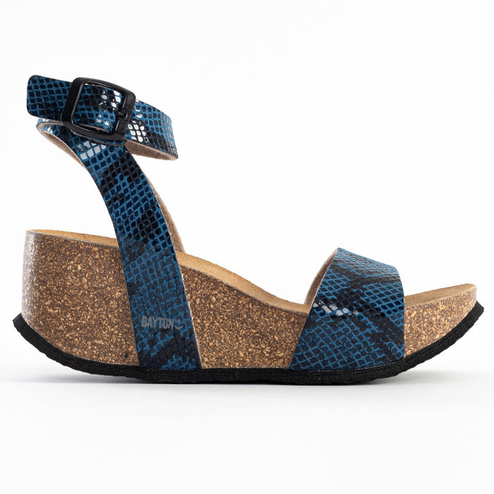 Bayton Sandales Sol Bleu Python Compensées Et Semi-compensées Bayton Femme