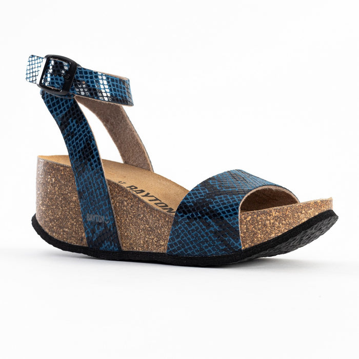 Bayton Sandales Sol Bleu Python Compensées Et Semi-compensées Bayton Femme