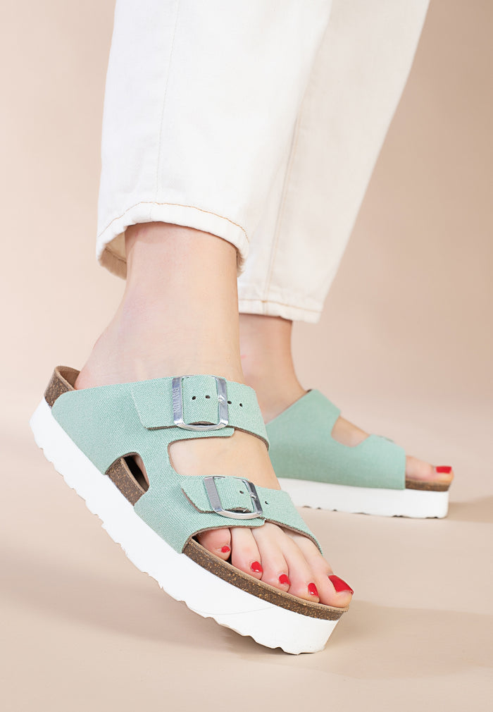 Bayton Sandales Space Vert Pastel à Plateforme Bayton Femme