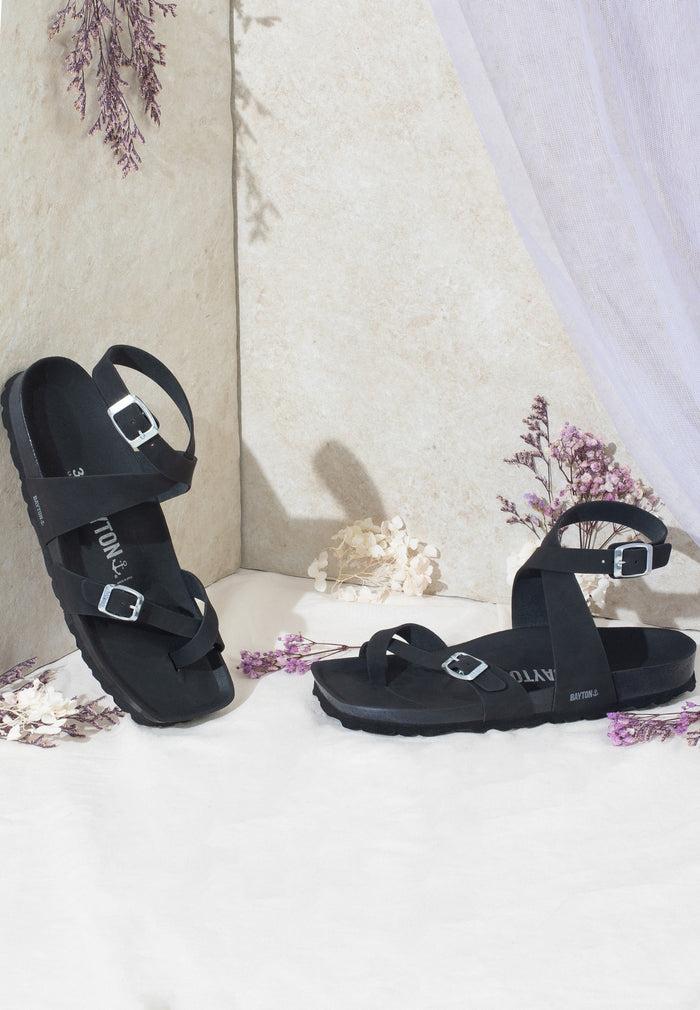 bayton Sandales Swan Noir à Entre-Doigts Bayton Femme