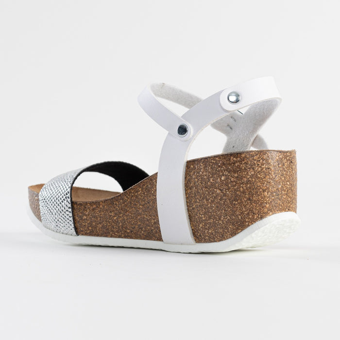 Bayton Sandales Toledo Blanc Et Argentées Compensées Et Semi-compensées Bayton Femme