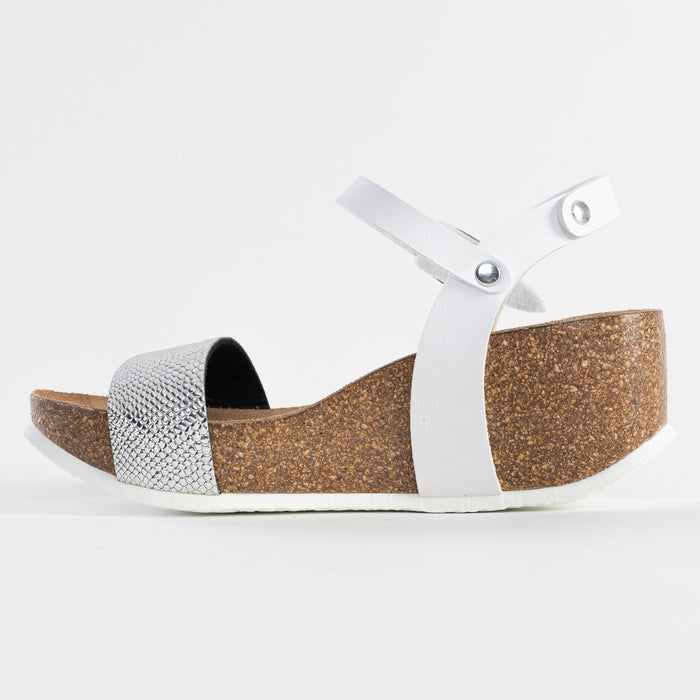 Bayton Sandales Toledo Blanc Et Argentées Compensées Et Semi-compensées Bayton Femme