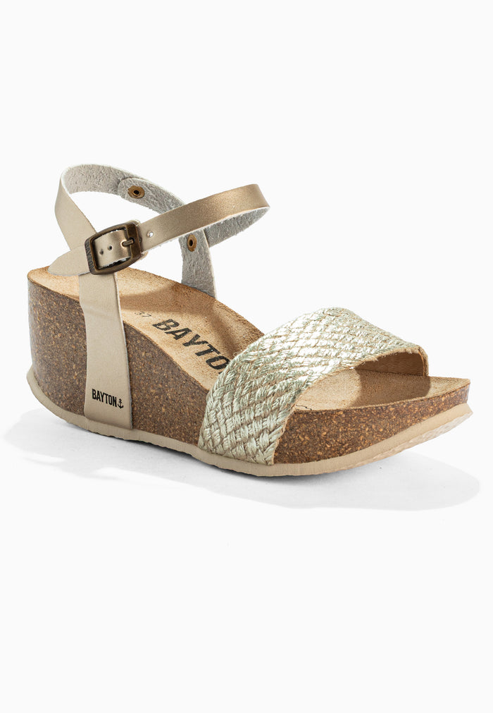 Bayton Sandales Toledo Dorées Clair Compensées Et Semi-compensées Bayton Femme