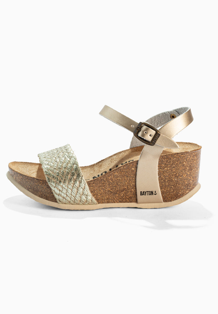 Bayton Sandales Toledo Dorées Clair Compensées Et Semi-compensées Bayton Femme