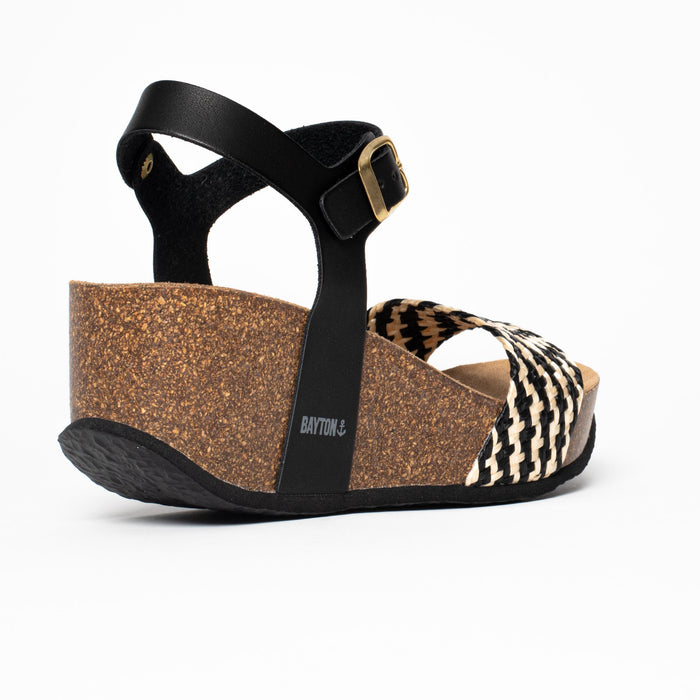 Bayton Sandales Toledo Noir Et Blanc Compensées Et Semi-compensées Bayton Femme