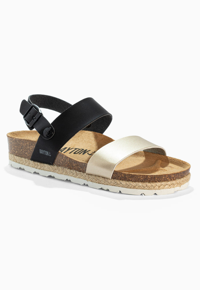 Bayton Sandales Tone Dorées Et Noir Multi-Brides Bayton Femme