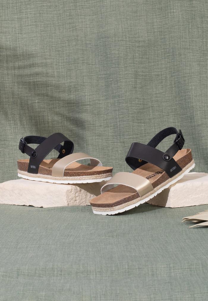 bayton Sandales Tone Noir et Doré Multi-Brides Bayton femme