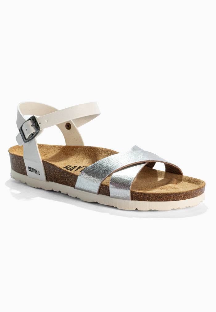 Bayton Sandales Vallado Blanc Et Argentées Multi-Brides Bayton Femme