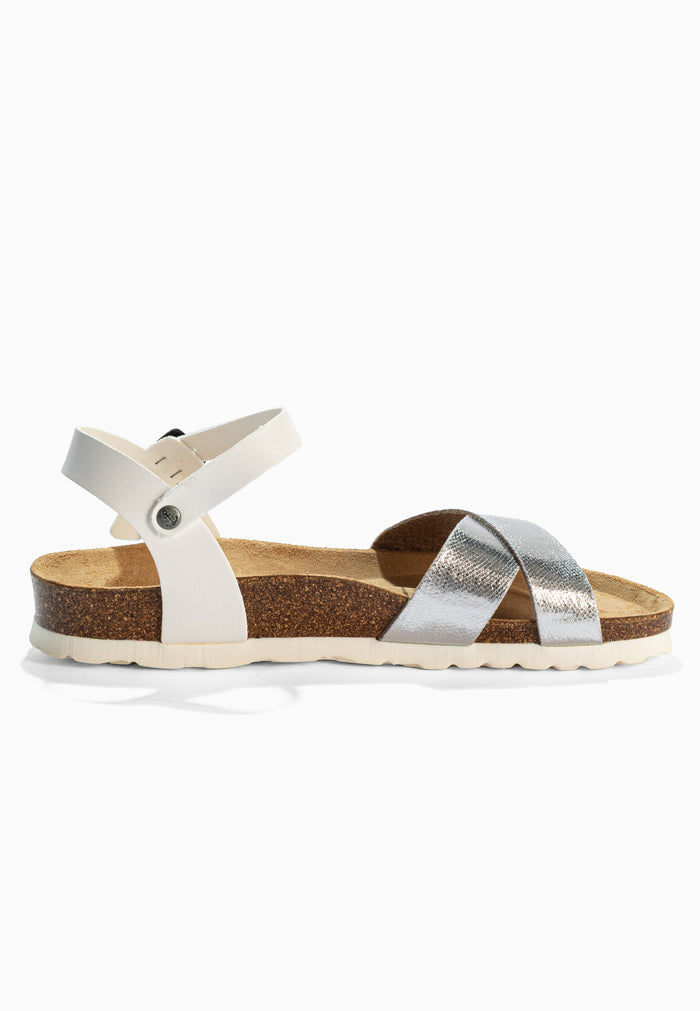 Bayton Sandales Vallado Blanc Et Argentées Multi-Brides Bayton Femme