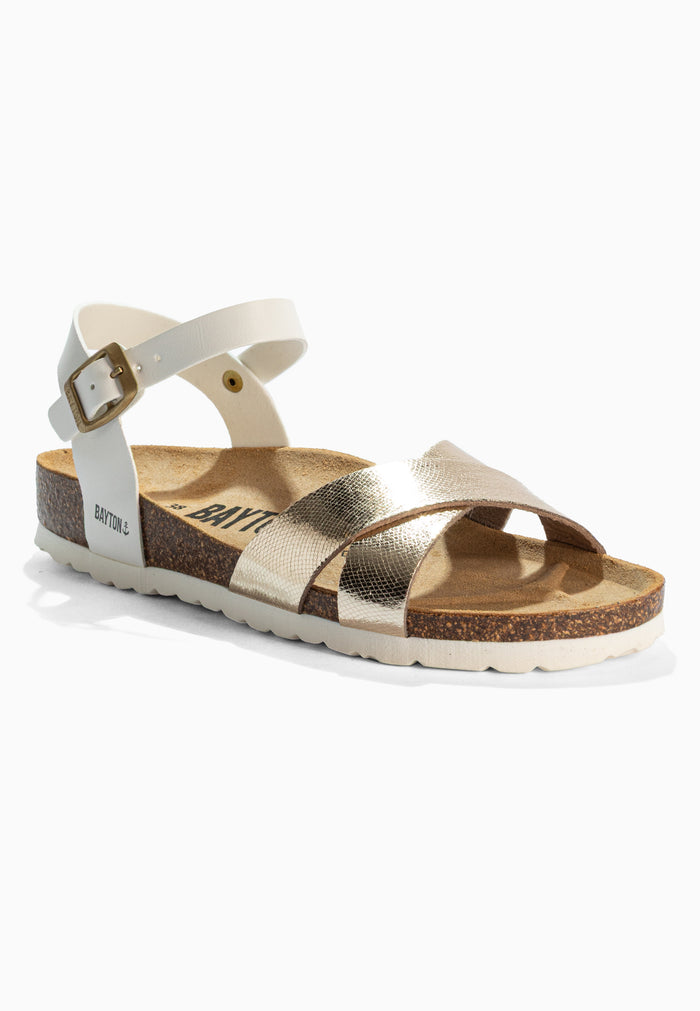Bayton Sandales Vallado Blanc Et Dorées Multi-Brides Bayton Femme