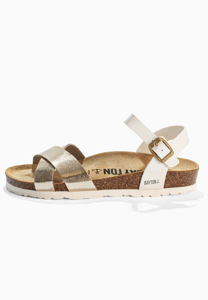 Bayton Sandales Vallado Blanc Et Dorées Multi-Brides Bayton Femme