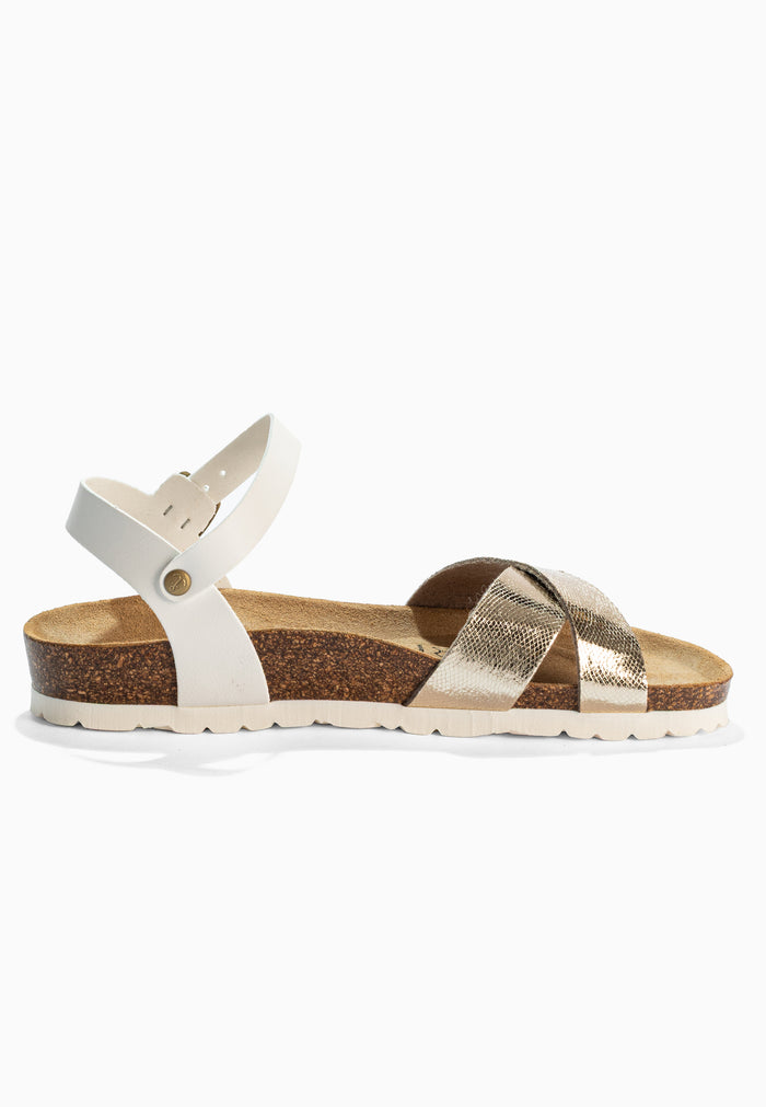 Bayton Sandales Vallado Blanc Et Dorées Multi-Brides Bayton Femme