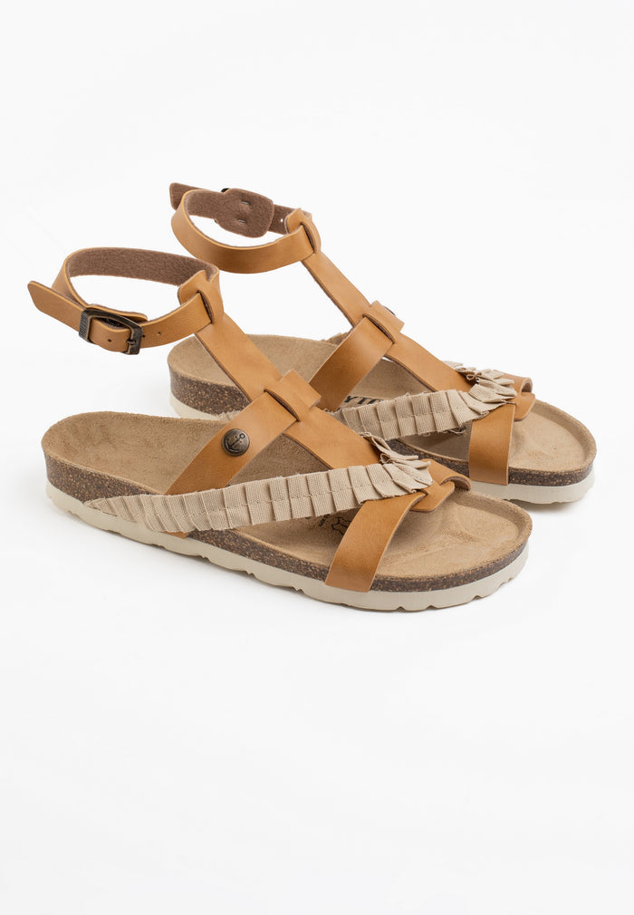 bayton Sandales Violette Camel Et Beige Multi-Brides Bayton femme