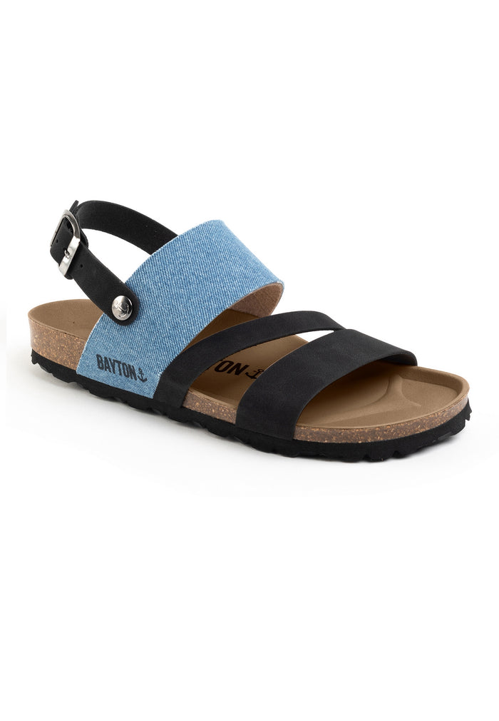 Bayton Sandales Vitoria Noir Et Bleu Clair Denim Multi-Brides Bayton Femme