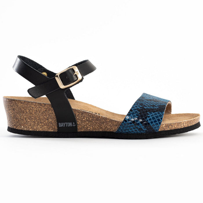 Bayton Sandales Wodonga Noir Et Bleu Python Compensées Et Semi-compensées Bayton Femme