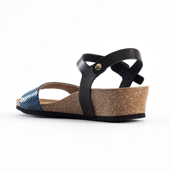 Bayton Sandales Wodonga Noir Et Bleu Python Compensées Et Semi-compensées Bayton Femme